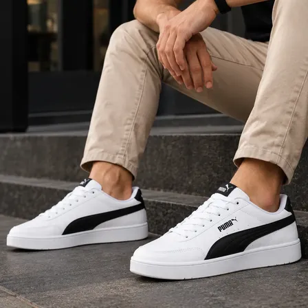 Tênis Puma Masculino Casual Court Classic Clean Original Branco/preto Liso 41