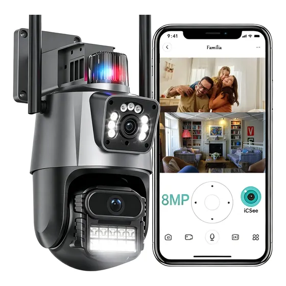 Câmera De Segurança 4k Speed Dome Ip Com Sirene E Alarme