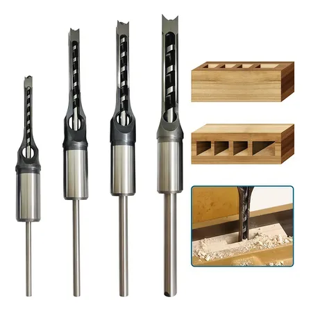 Kit Brocas Furo Quadrado Madeira Jogo 4 Pçs 1/4 5/16 3/8 1/2