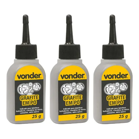 Kit 3 Grafite Em Pó 25g Vonder Para Maçanetas, Fechaduras