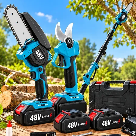 Kit Motosserra Elétrica De Mão Tesoura Poda Extensor 48v 48v