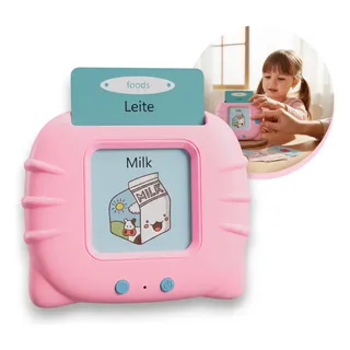 Brinquedo Educativo Flash Cards Infantil Inglês Com Som Rosa