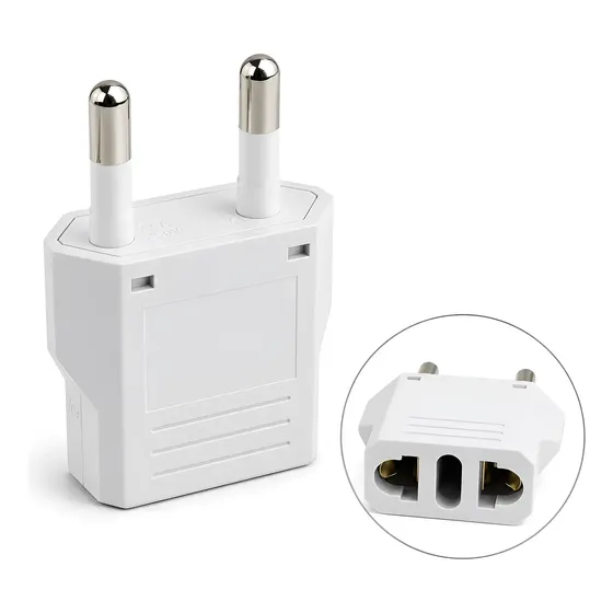 Adaptador 2 Pinos 4.0 Mm Universal Bivolt Para Uso Geral Branco