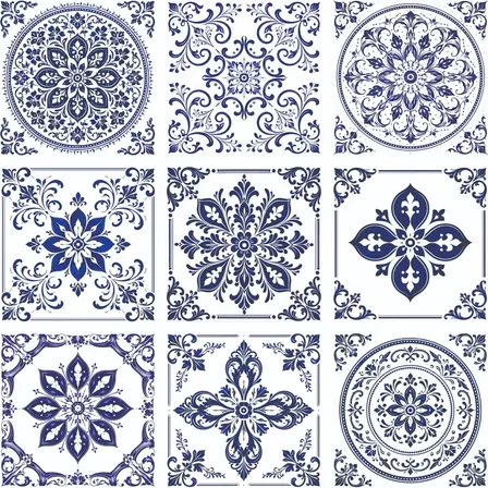 Ladrilho Decorativo Mediterrâneo Azulejo Azul 9 Pçs 15x15cm Mediterraneo Royale 01