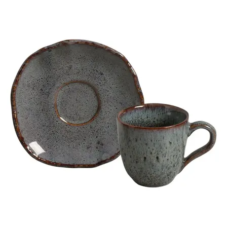 Jogo C/ 6 Xícaras De Café C/ 6 Pires Bio Basalto 120ml