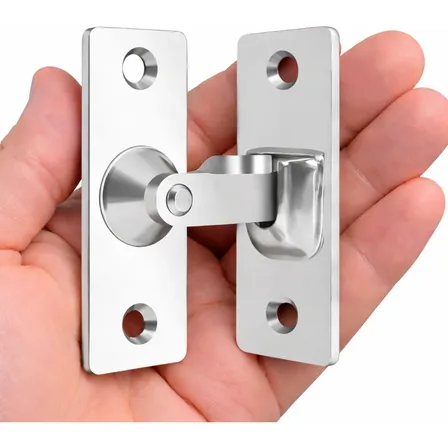 Trava Tranca Angular 90 Grande Canto Janela Tranqueta Porta Trinco Tarjeta Prata Inox 304 Premium Com Parafusos