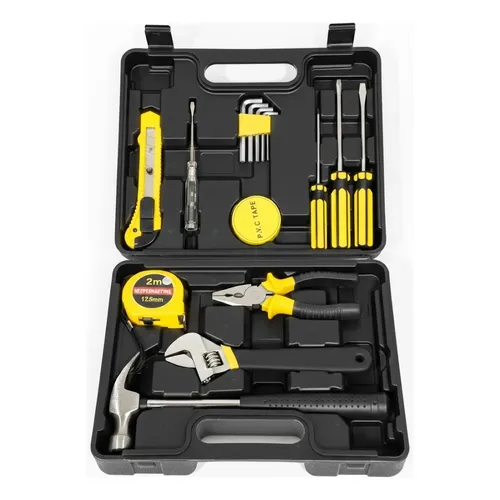 Kit Jogo De Ferramentas 16 Peças Chave Básica Manual Maleta Preto