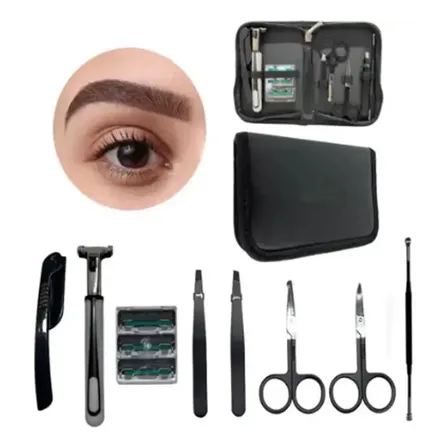 Kit P/ Design Sobrancelhas Tesoura Escovinha Pinça Completo