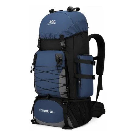 Mochila Cargueira Tática Grande Impermeável Reforçada 90l Azul-escuro