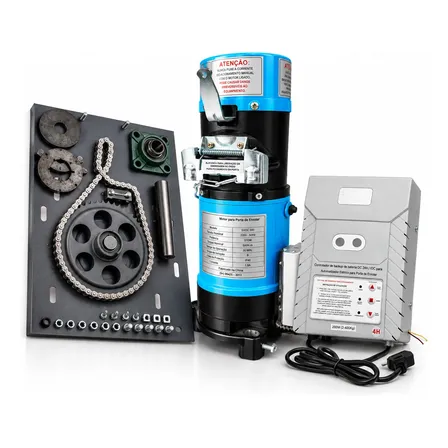 Kit Motor Porta De Enrolar Nobreak Dc 300kg C/testeira Azul-celeste 127/220v 60/hz