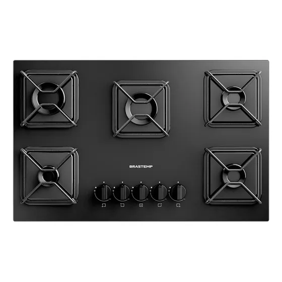 Cooktop 5 Bocas A Gás Brastemp Bdd75be Preto Bivolt