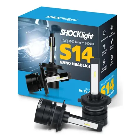 Par Ultra Led Shocklight S14 Nano Extraforte 3.600lm 32w 12v H7 6.000k Branco-frio