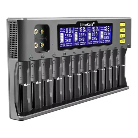 Carregador De Bateria Litokala Para 12 Baterias 127/220v