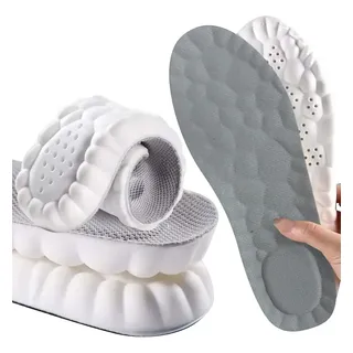 2 Pares Palmilha Ortopédica Conforto 4d Para Corrida 39-40 Branco