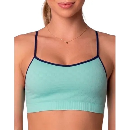 Top Selene Com Bojo Removível Fitness Sem Costura Alça Fina Verde Liso G - 42 A 44