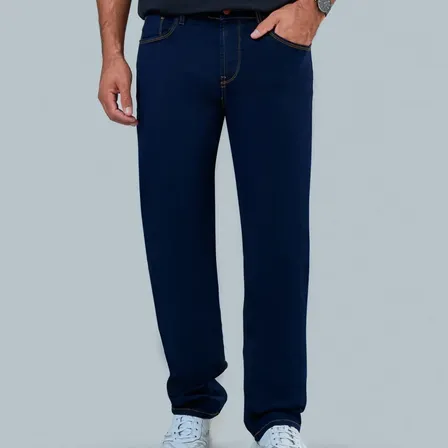 Calça Jeans Tradicional Masculina Jeans Escuro Corte Reto