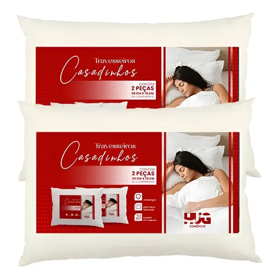 Kit 2 Travesseiros Casadinho Macio Antialérgico Lavável