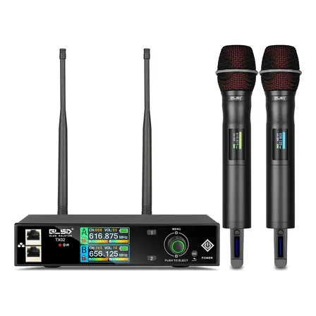 Microfone Duplo Sem Fio Glsd Tx02 Dinâmico Cardioide