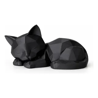 Escultura Gato Decoração Geométrico Minimalista Pet Preto