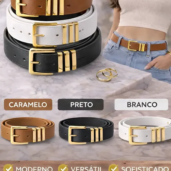 Kit 3 Cintos Femininos Luxo Moda Versátil Ajuste Dia A Dia