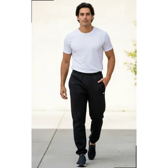 Calça Moletom Jogger Masculina Com Bolso E Punho Confortável Preto G - 40-42