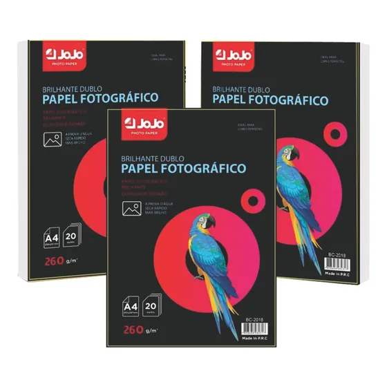 Papel Fotográfico Jojo Paper A4 260g - Dupla Face - 80folhas