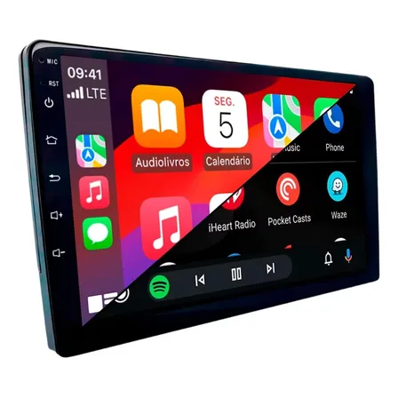 Central Multimídia 9 H-tech 2 Din Carplay Android Auto Slim Preto