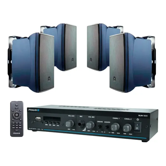 Kit Som Ambiente 4 Caixas Jbl C321 Frahm Slim 1600 Bluetooth