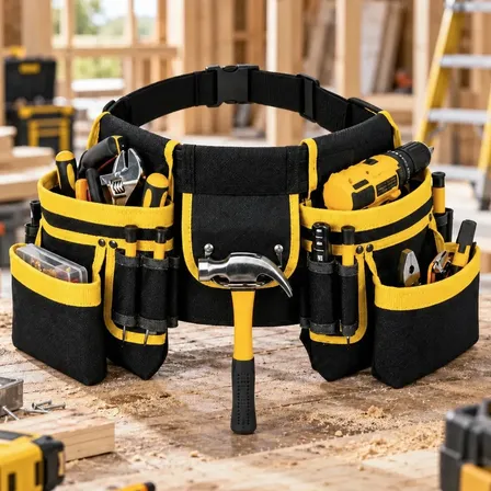 Cinto Bolsa Porta Ferramentas Profissional 26 Bolsos Amarelo