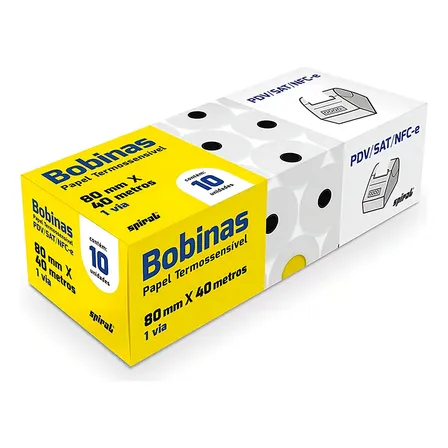 Bobina Térmica Para Pdv, 80mm X 40m, 64631, Spiral 10 Un Branco