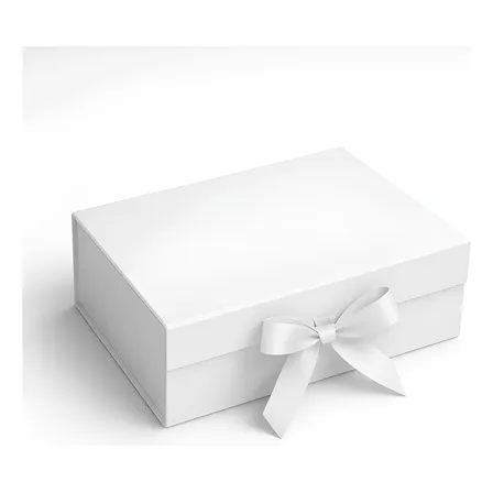Caixa Presente Premium Magnética E Laço 28x20x9cm - Branca