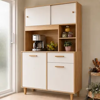 Armário De Cozinha Compacta Completa Com 1 Gaveta E 5 Portas Nature/off-white