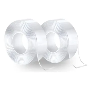 Kit 2 Fita Dupla Face Transparente Ultra Forte Lavável 5m Transparente Liso
