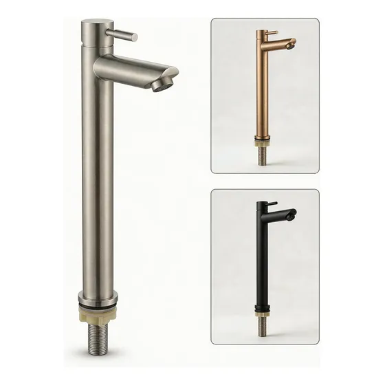 Torneira Aço Inox Lavatório Banheiro Bica Alta