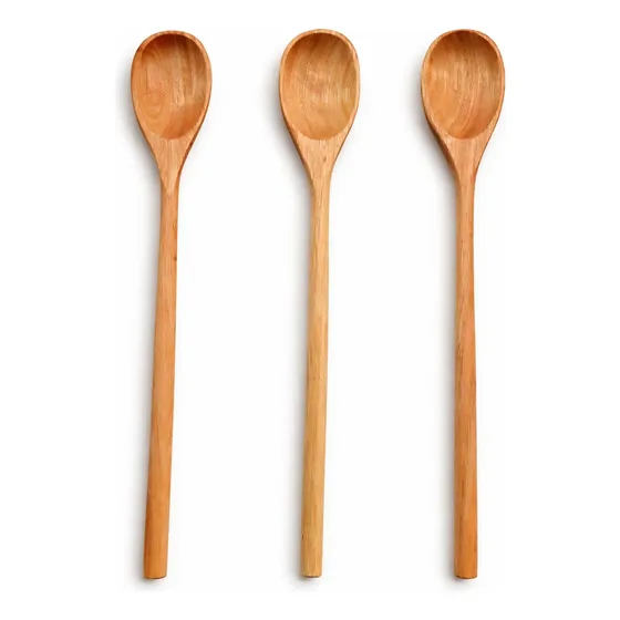 Colher De Pau 3 Unidades 40 Cm,resistente,grande, Utensílios Madeira (cor Natural)