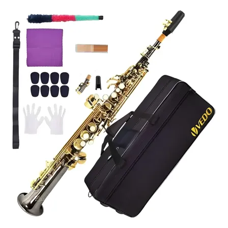 Saxofone Soprano Vedo Em Si Bemol, Com Estojo E Boquilha Preto