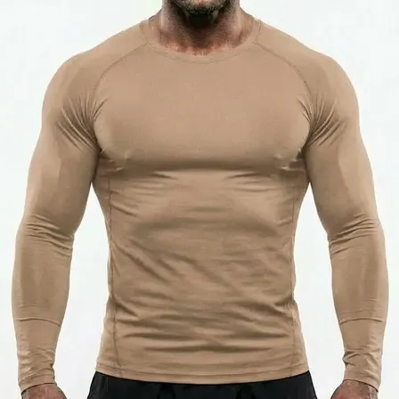 Camisa Poliamida Uv Tech Longa Toque Gelado Academia Corrida Bege - Manga Longa Liso Gg