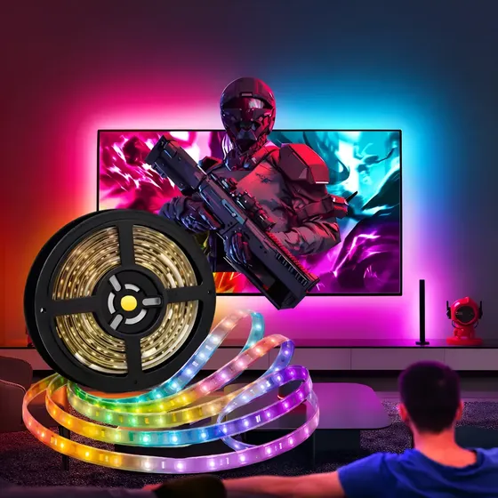 Kit Fita Led Rgb Ambilight Para Tv 55 A 65 Smart Life Tuya