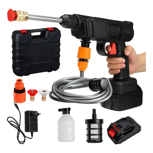 Lavadora De Alta Pressão Sem Fio 48v 2 Bateria Recarregável Preto 127/220v 50hz/60hz