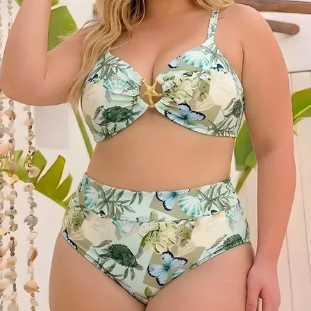 Biquini Plus Size Cintura Alta Semifio Estampas Exclusivas Estampa 6 Xgg(48/50)g1