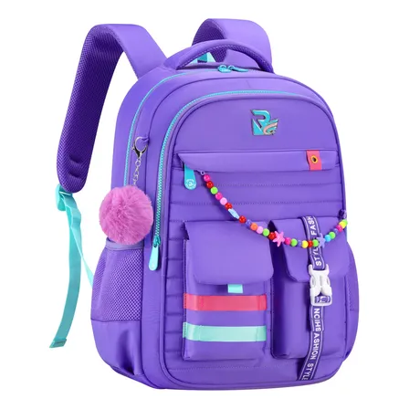 Mochila Feminina Escolar Trabalho Reforçada Notebook Bolsa Lilás Liso Multicolor