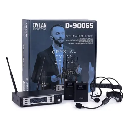 Microfone Auricular Headset S Fio Duplo Dylan D9006s Outlet Preto