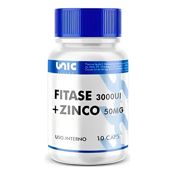 Unicpharma Fitase 3000 Ui + Zinco 50mg 10 Cápsulas Sem Sabor