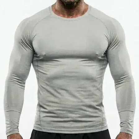 Camisa Poliamida Uv Tech Longa Toque Gelado Academia Corrida Cinza - Manga Longa Liso Gg