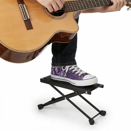 Apoio Pé Violão Guitarra Regulável 4 Alturas Banquinho Preto