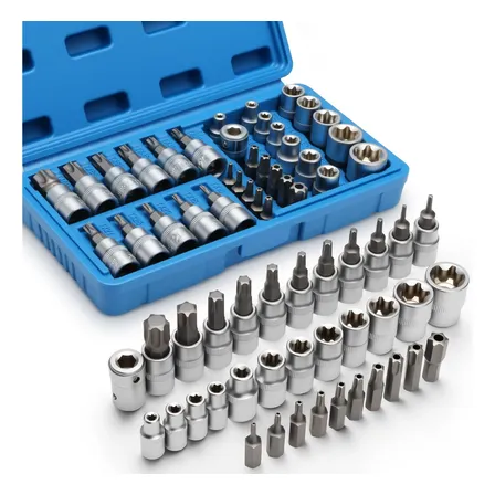 Kit Jogo Soquetes Reparar 34 Peças Macho Femea 1/4 E 3/8 Aço