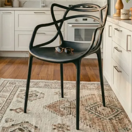 Cadeira Allegra Empilhável Design Moderno Sala E Cozinha Liso Preto