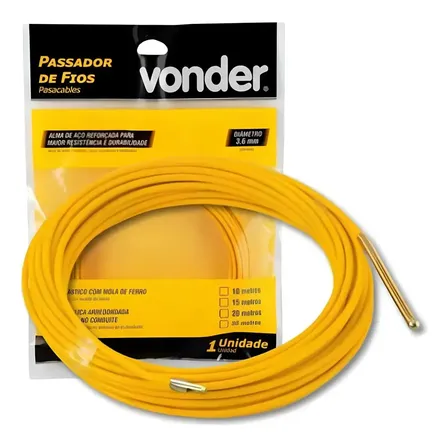 Guia Passa Fios 20 Metros Sonda Pvc Com Alma De Aço Vonder 127/220v
