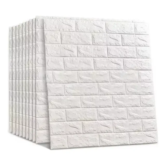 Kit 10 Placas Adesiva 3d Tijolinho Revestimento Parede 70x38 Branco