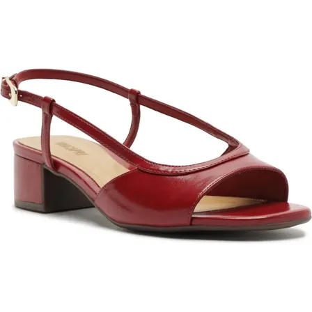 Sandália Feminina Pep Toe Salto Baixo Com Bloco Anacapri Vermelho Liso 35